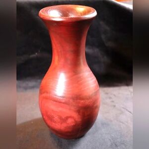Vintage Hand Turned Wooden Vase for Silks & Dried 10" Tall